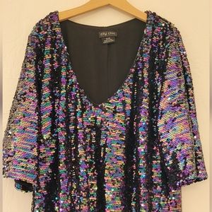 Rainbow Sequin Party Mini Dress